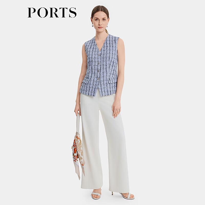 

PORTS Women s Sky Blue Tweed Vest Jacket 6