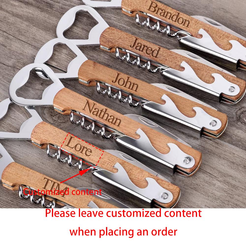

Custom Wedding Opener Wood Corkscrew Bottle Openers Bachelor Party Wedding Shower Favors Groom To Be Groomsman Wine Corkscrew 1PCS 13.5x3.9cm