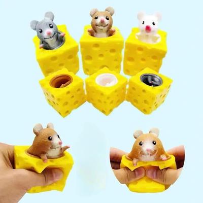 Lustiger Stressball Entlüftungs Eichhörnchen Tasse Stressabbau Haustier Käse Maus Käse Kneif Streich Spielzeug Antistress Spielzeug Kleine Spielzeuge Fidget Spielzeug