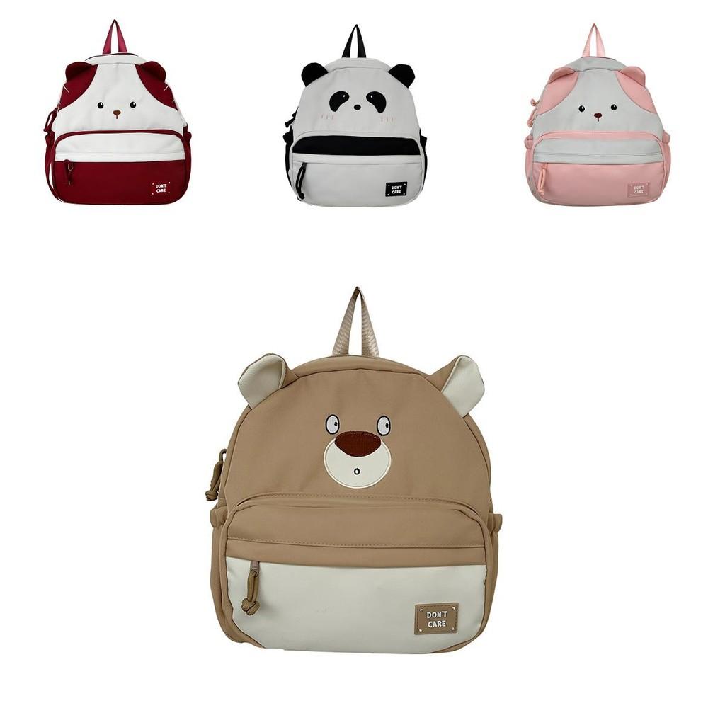 Stylish Color Block Cartoon Bear Backpack Soft And Breathable For Unisex School Use