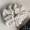 2pcs Black & Cream Polka Dot Scrunchies Hair Ties - Retro Minimalist Elastic Hair Accessories