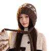 Winter hat women's large brim shows the face small knitted hat ear protection fashion versatile plush warm wool hat