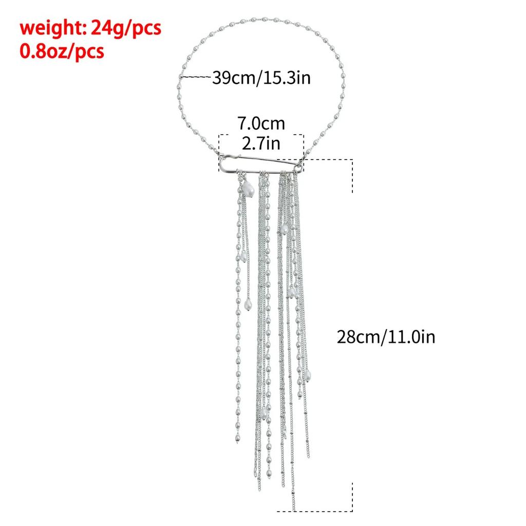 Multi-Layer Pearl Tassel Brooch Necklace for Women Luxury Delicate Pin Pendant Necklace Sexy Versatile Clothing Accessories Gift