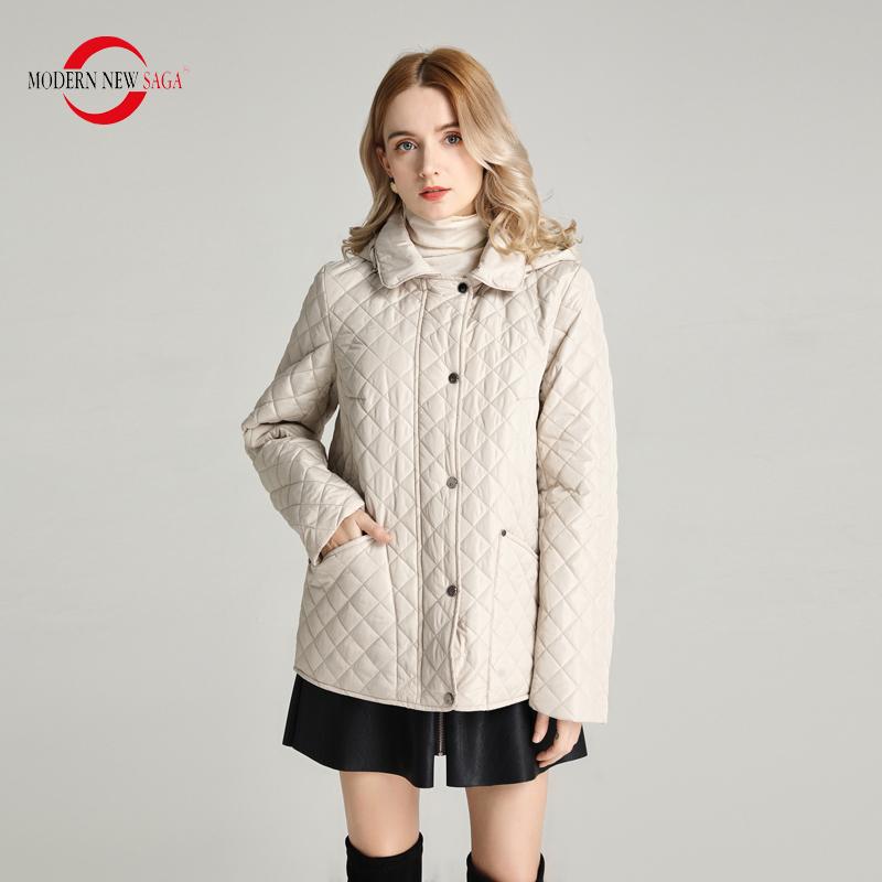 Damejakke MODERN NEW SAGA Spring Tynn bomullsjakke Mote Kortjakke dame hette