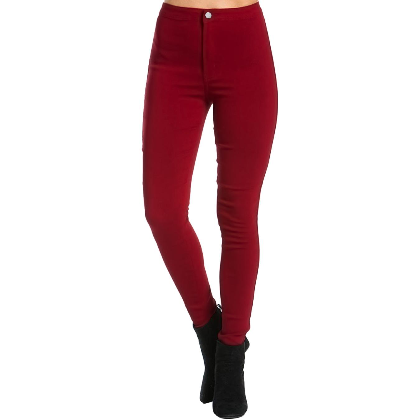 

Женские обтягивающие удобные эластичные рабочие брюки с высокой талией, облегающие брюки без застежек для работы M бордовый