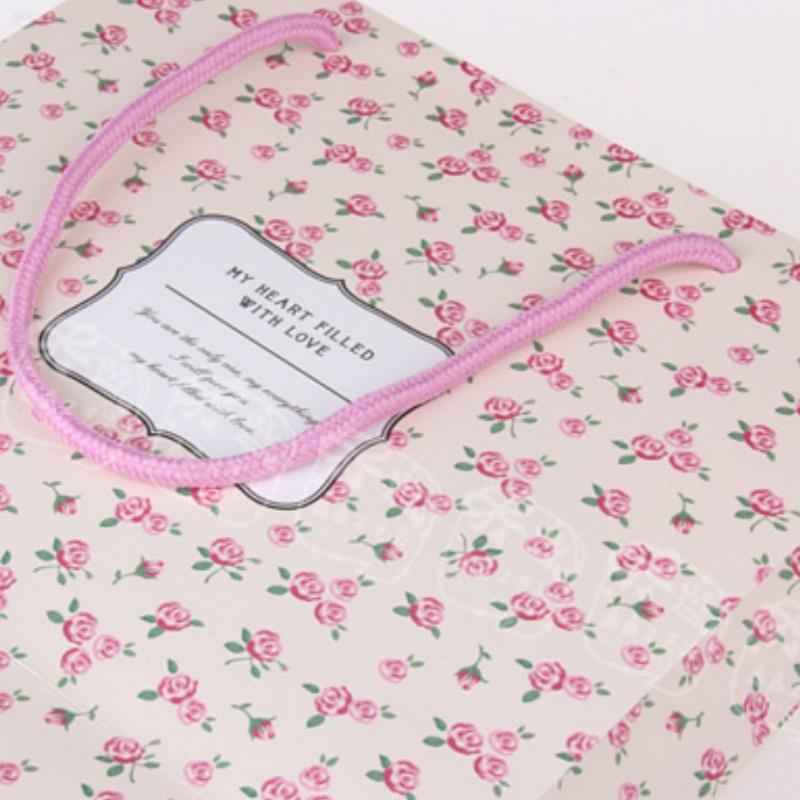 12pcs Small Fresh Rose Paper Gift Tote Bags Mini Flower Party Favor Bags for Birthday Wedding Gift Packaging