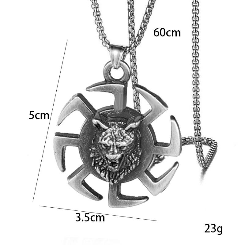 Necklace Men'S Korean Trendy Men'S Necklace Wind Wheel Student Pendant Domineering Necklace Hip Hop Free Pendant