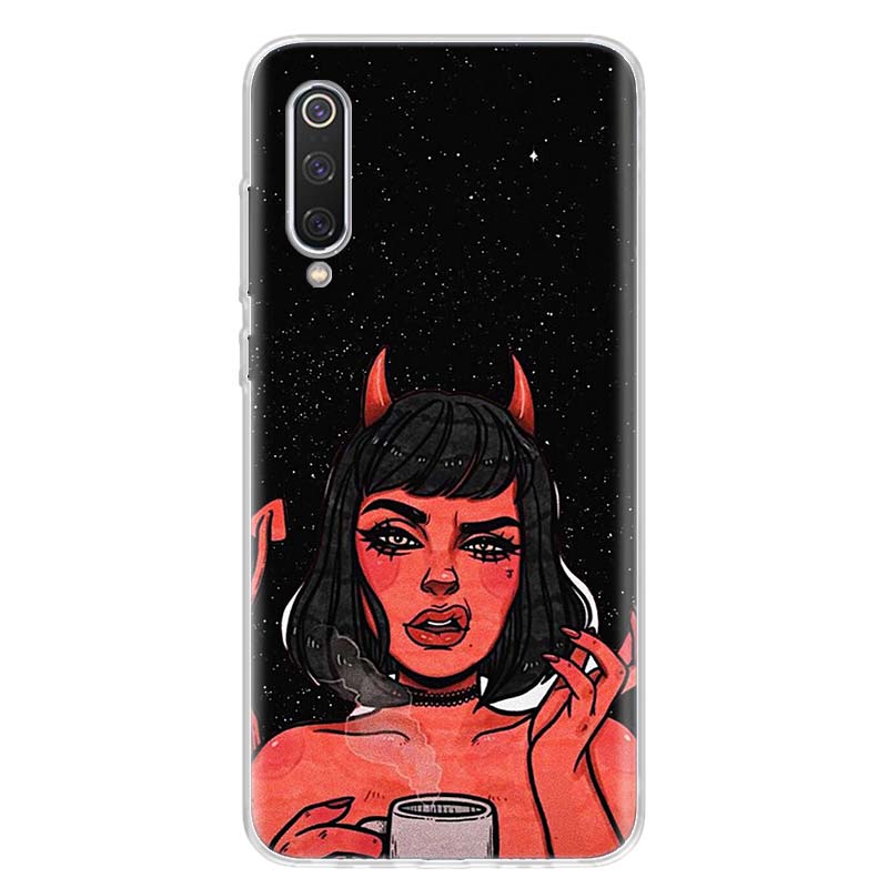 Devil Woman Sexy Girl Witch Cover Phone Case For Xiaomi Redmi Note 14 13 12 12S 11 Pro Plus 11S 10 10S 11T 11E Soft Transparent