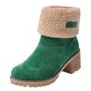 New Short Boots Women's Boots Medium Tube Thick Heel High Heel Fluffy Snow Boots Large Size Cotton Boots Women