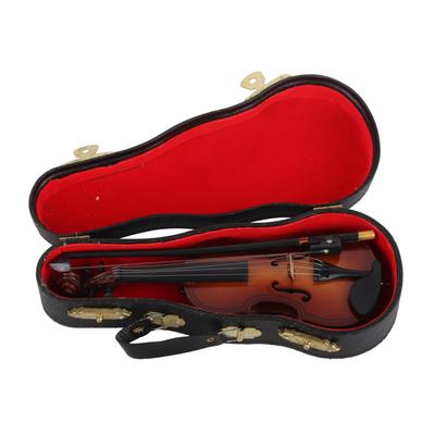 Wooden Mini Violin Model Display Musical Ornament Craft Home Office Decor Birthday Gift