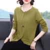 Women's Plus Size Autumn 2025 Irregular Long Sleeve Top for Middle-Aged Moms
