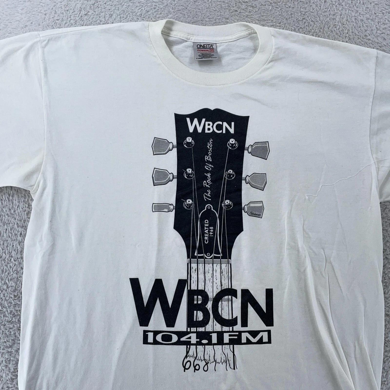 Vintage WBCN Boston Rock Radio Shirt Mens Large/XL 104.1 FM Guitar Tee 90s S