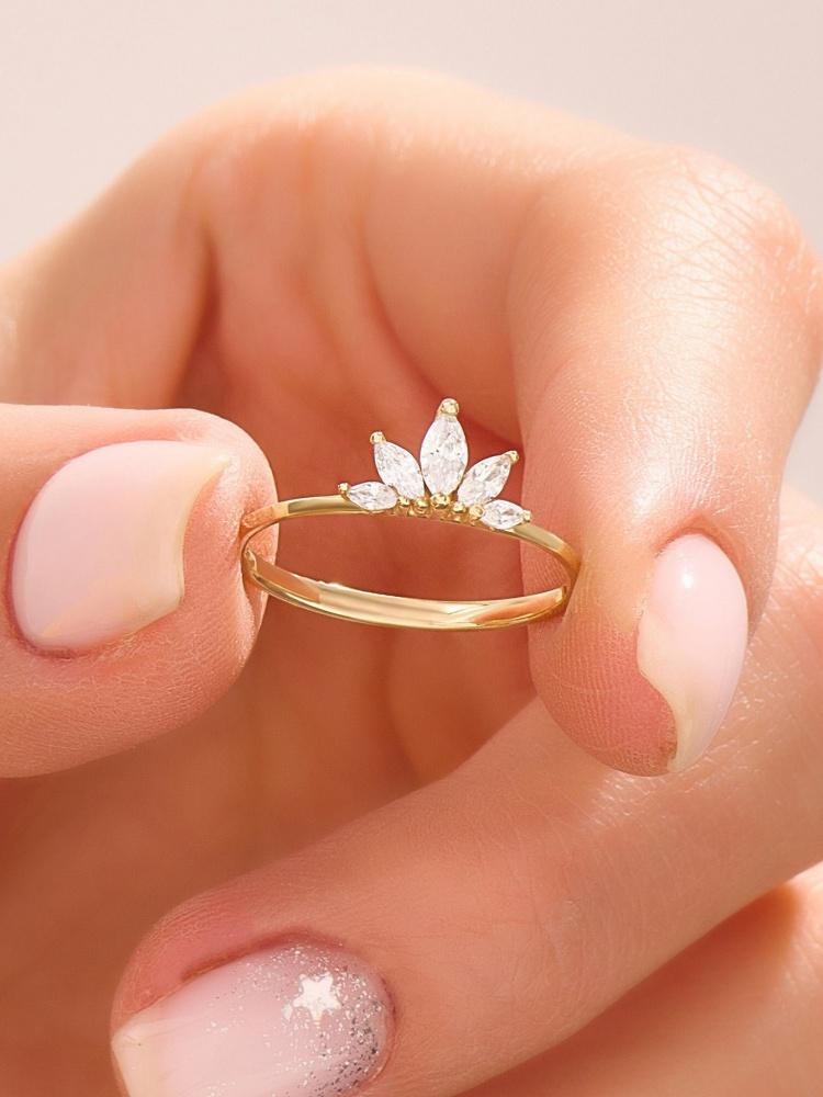 925 Sterling Silver Personalized Simplicity Crown Zircon Ring For Women Engagement Wedding Luxury High Quality Fine Jewelry