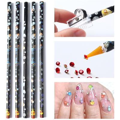 5 Stück Strassstein-Aufnahmestift Set Wachs Punktierstift Perlen Separator Stift Kristall Aufnahmestifte Nagelkunst Maniküre Punktierwerkzeuge