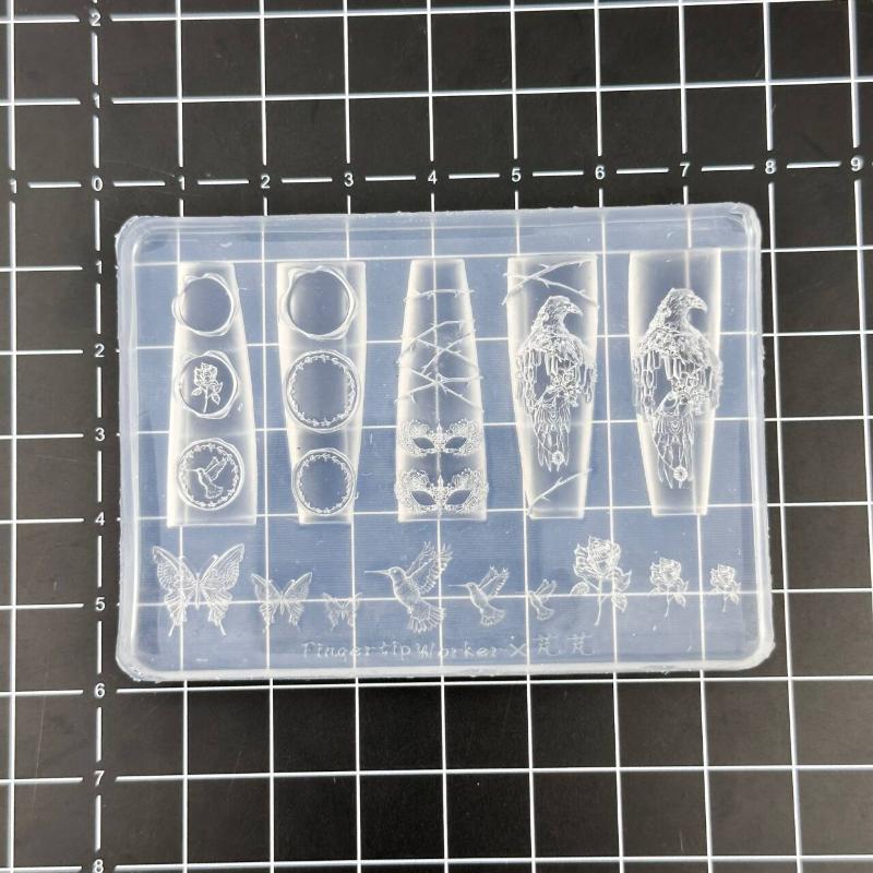 3D Nail Art Bear Rabbit Silicone Mold UV Gel Polish Stamping Stencils Relief Bowknot DIY Design Nail Charms Carving Mould