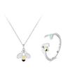 S925 Sterling Silver Colorful Enamel Cute Bee Necklace & Ring Jewelry Set for Women