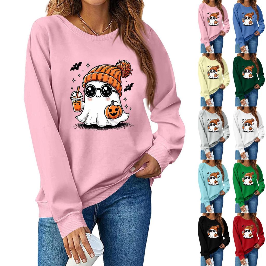 Ladies fashion casual Halloween printed pullover sweater