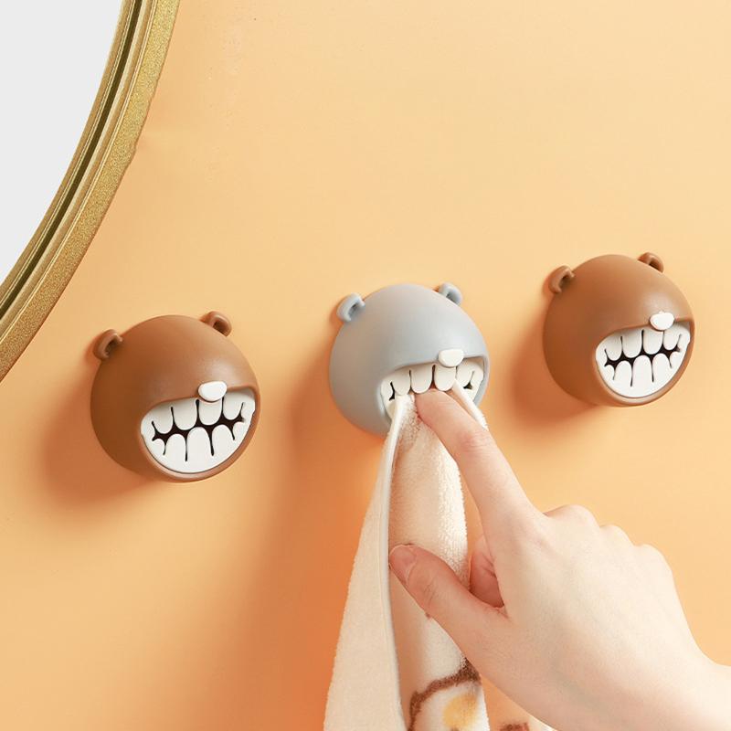 Cartoon Bathroom Towel Holder Creative Wall Mounted Face Towel Storage Rack Space-Saving for Small Rooms
