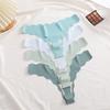 FINETOO 5Pcs/Set Women's Seamless Thong Underwear Wavy Edge No Show Soft Stretch Low Rise Invisible Panties for Daily Wear