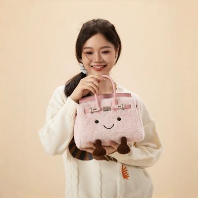 Cute Plush Tote Bag Women'S Crossbody Bag Fashionable Cartoon Large Capacity Handbag Autumn Winter Strap Detachable Shoulder Bag