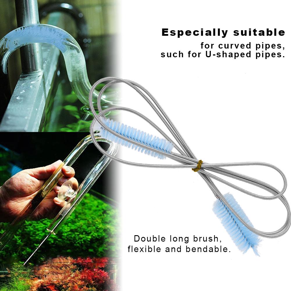 Fish Aquarium Filter Glass Water Pipe Spring Stainless Steel Cleaning Brush Hairbrush