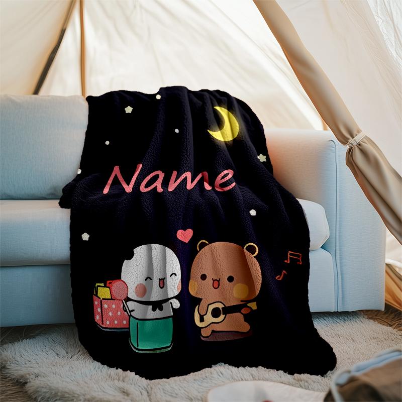 Personalized Custom Name Blanket - Bubu and Dudu Print Design,Blanket for Sofa,Bed,Travel,Camping - Soft and Warm, Great Gift