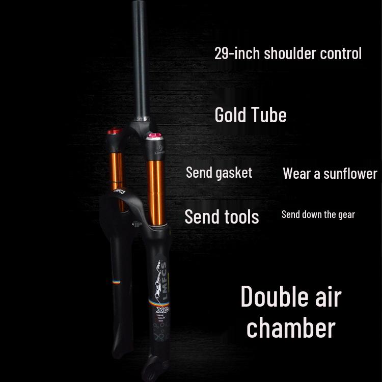 Dual Air Chamber Mountain Bike Fork - 26/27.5/29 Inch, Adjustable Damping, Magnesium Alloy