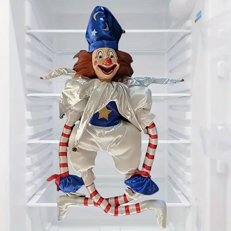 Halloween Creepy Blue Hat Clown Doll Decoration Cotton Plush Soft Toy Party Living Room Desk Sofa Festival Ornament Prank Gift