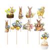 8pcs Easter Bunny Cupcake Toppers Happy Easter Bunny Dessert Toppers Party Cake Toppers Decoration for Easter Supplies