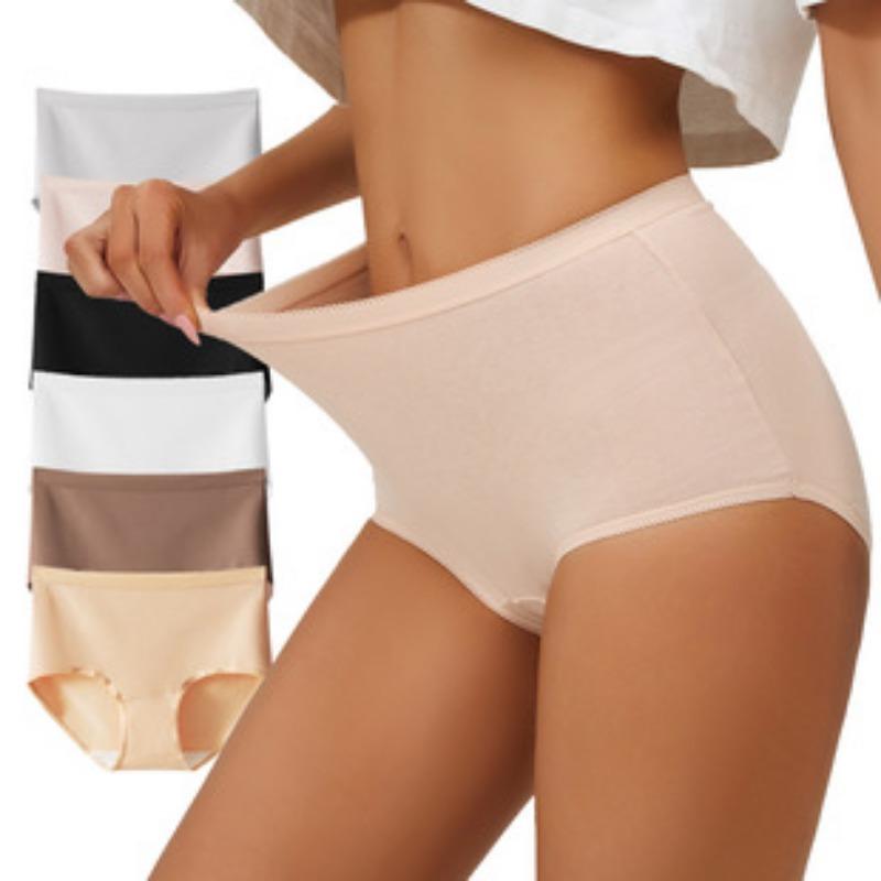 Women Seamless Breathable Solid Mid Waist Cotton Underwear Panties