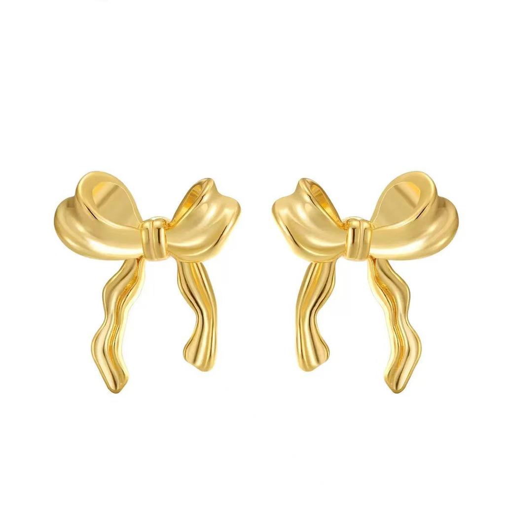 2024 Spring Luxury Bow Design Ear Studs for Women - Exquisite Socialite Style Earrings