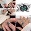 Exquisite Korean Style Vintage Exaggerated Green Zircon Rose Flower Ring For Women