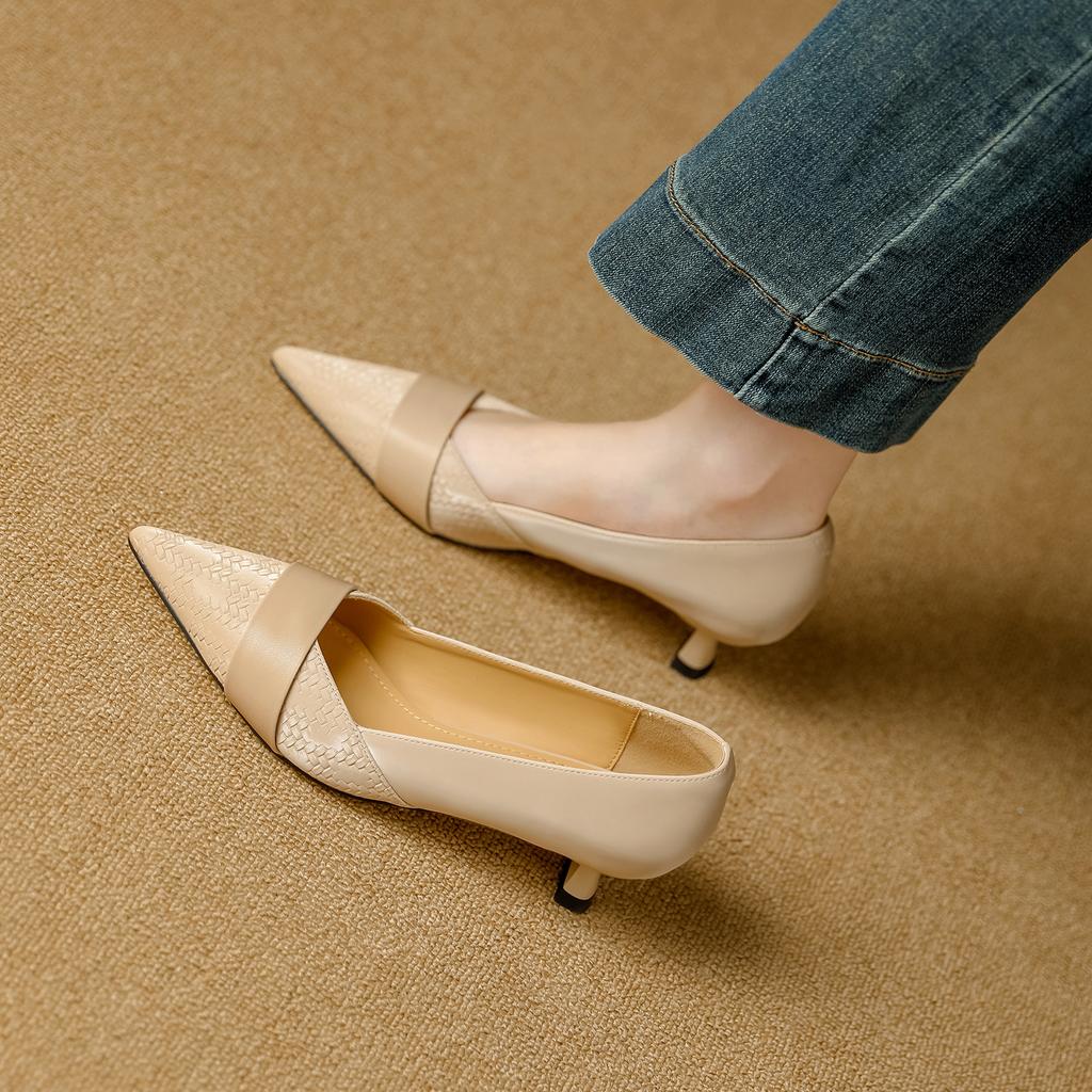 Temperament Elegant Kitten Heel Single Shoe Women 2025 Autumn New Pointed Head Shallow Mouth Gentle Versatile with Skirt High Heels