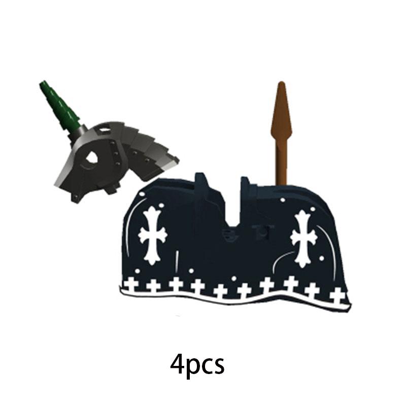 MOC Medieval Military Series Castle Roman Knight Horse Saddle Soldiers War Horses Building Block Accessories Kids Education