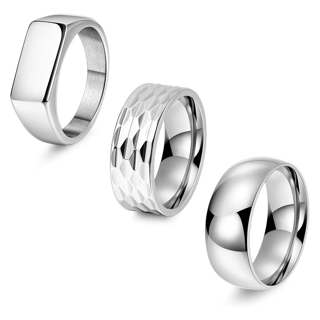 Cross-border Hot Sale Square Hammered Texture Ring Set: Simple Daily Commute & Outdoor Sports Finger Rings