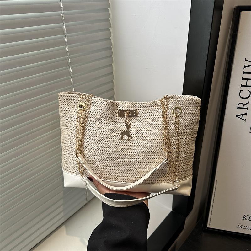 

Retro commuter texture chain portable shoulder bag women s summer new underarm bag tote bag women белый