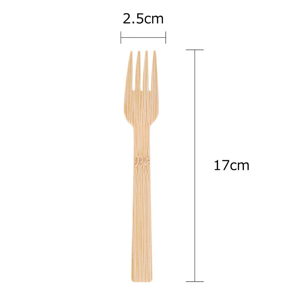 HTB Jednorázové bambusové vidličky, 100 kusů, 17 cm, Přírodní bambus, Nebělené, pro komerční použití, venkovní akce, kavárny a události (HTB-BF100)