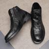 Men's Genuine Top-Grain Cowhide Work High-Top Boots Breathable Hand-Textured British Style Casual Single-Layer Leather Shoes