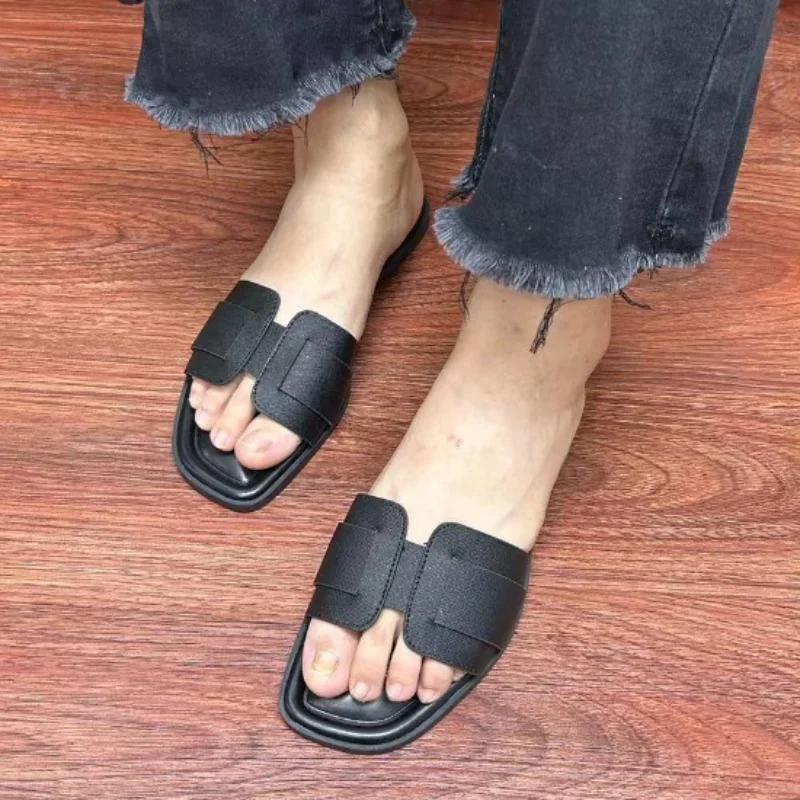 Fashion 2025 Causal Women Slippers Flat Bottom Beach Shoes for Ladies Trend Brand Design Summer Outside Big Size Open Toe Female Slides