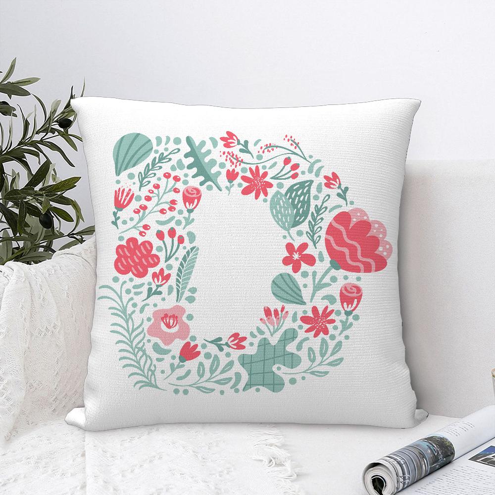 Cute Floral Letter Pillow Case Sofa Decorative Home Double-sided Printing Short Plush Cushion Cover Throw Pillow Cover Gifts
