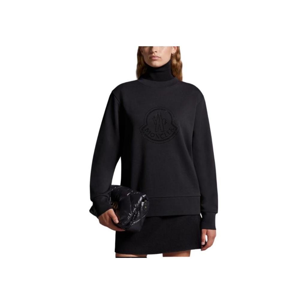 Moncler Crystal Rhinestone Pattern Round Neck Loose Sweatshirt Women sweatshirt Black I20938G00053899TR999