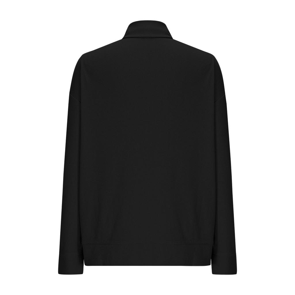 Women's Fashion Solid Color Zipper Lapel Solid Color Casual Sweatshirt Loose