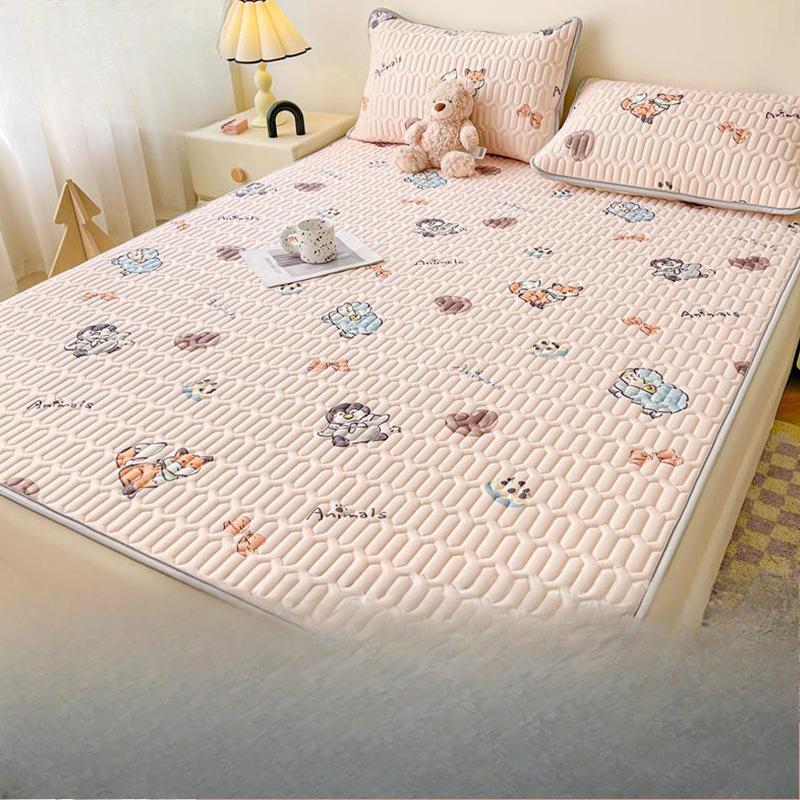 

[Охлаждающая простыня] 1 шт. Мягкая и дышащая простыня из лиоцелла и латекса - Веселый радужный и цветочный принт | Хрустящий, мультяшный дизайн для лета 70.87 *78.74