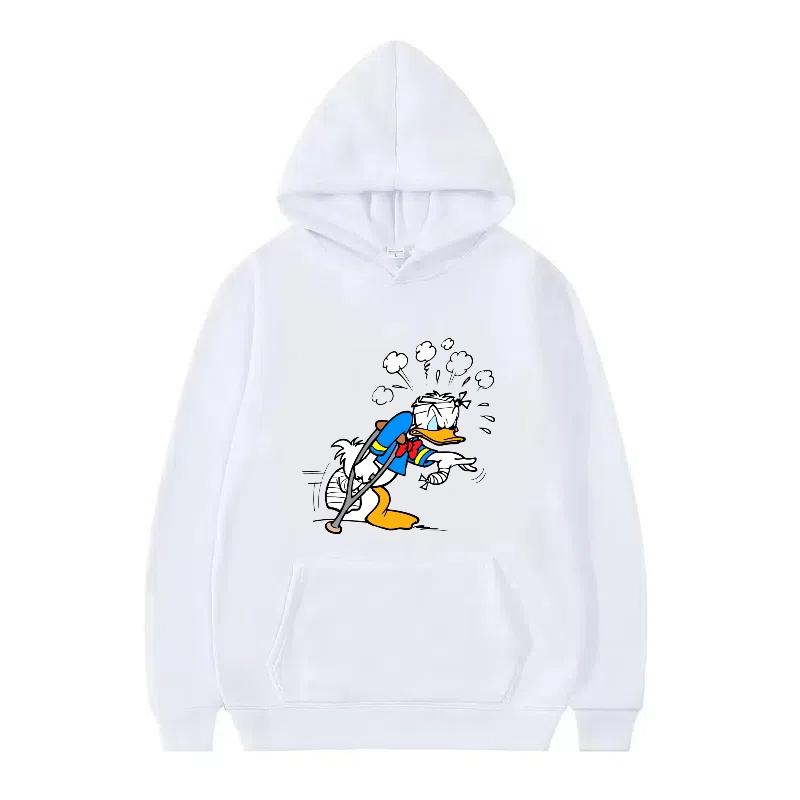 Disney Donald Duck Muster Damen Fleece Sportlich Locker Grau Herbst Oberteile Kleidung Pullover Damen Günstig Y2k Hoodies Herren Sweatshirts