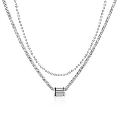 IMI Titanium Steel Round Pendant Double-Layer Necklace, Women's Summer Necklace, Men's Hip-Hop Chain YL667