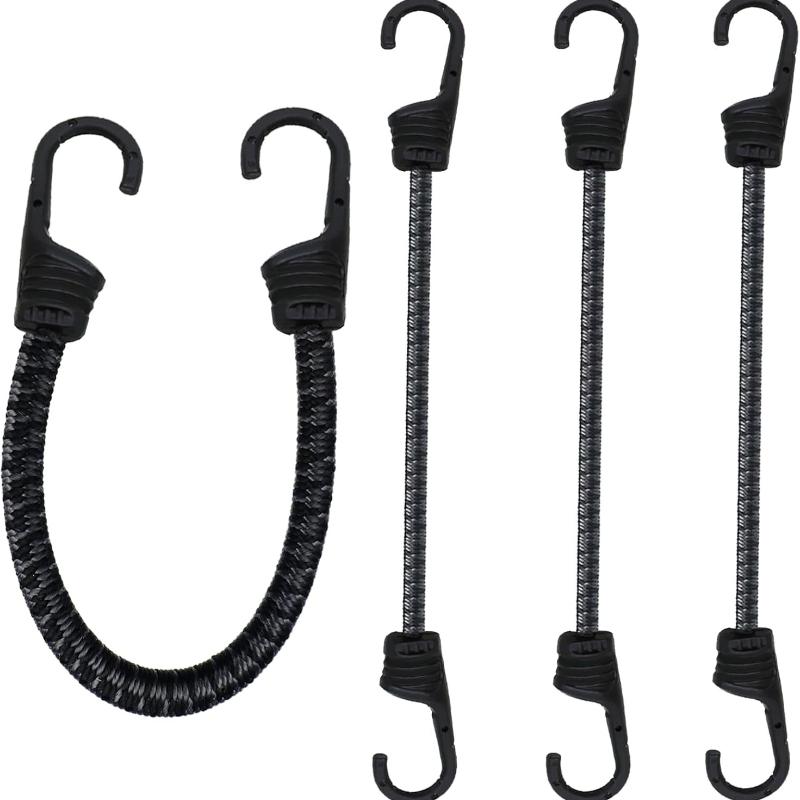Bungee Cords with Dual Metal Hooks,12Inch Heavy Duty Bungee Cords Outdoor 1/3 Inch Strong Elastic Rope Securing Tie Down for Luggage Camping, Tarps,