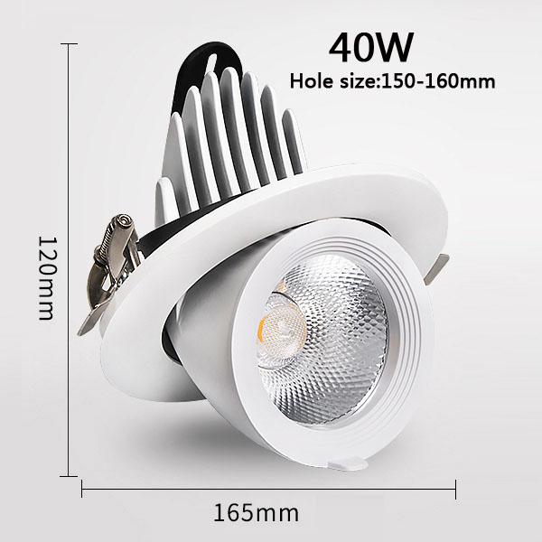 Led COB Downlight Recessed Light 360 Degree Adjustable Angle 5W 12W 20W 30W 40W Spot Lamp Living Room Office Mall Bar AC110-240V