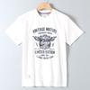 Foreign Trade Export Surplus Summer New Vintage Motorcycle Print All-Cotton Washed Men's Round Neck Casual Short-Sleeve T-Shirt