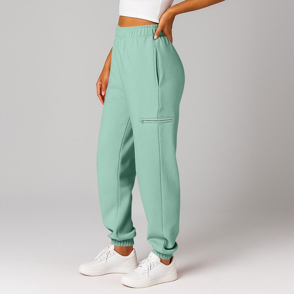 Women's And Men's Sports Pants With Pockets Fashionable Solid Color Elastic High Waisted  Casual Sweatpants Pants