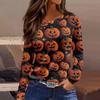 Mote Casual Langermet Trykk Rund Hals Pullover Topp Bluse for Kvinner